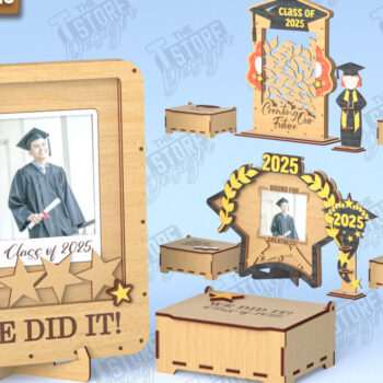 Intra απο ξύλο plywood 3mm-4mm πάχος - Πακέτο Βιβλίων Επισκεπτών Graduation Party | CNC Δίασταση 20x20 cm INTRAFABR-118476110 - Image 1