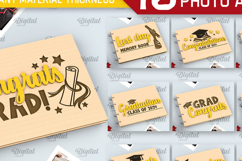 Intra απο ξύλο plywood 3mm-4mm πάχος - Πακέτο αποκοπής λέιζερ άλμπουμ φωτογραφιών αποφοίτησης Δίασταση 30x20 cm INTRAFABR-97086576