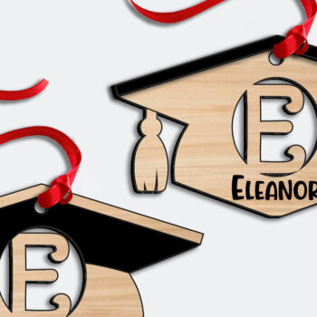 Intra απο ξύλο plywood 3mm-4mm πάχος - Στολίδι Graduation  Laser Letter E Δίασταση 6x6 cm INTRAFABR-115843498 - Image 2