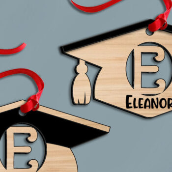 Intra απο ξύλο plywood 3mm-4mm πάχος - Στολίδι Graduation  Laser Letter E Δίασταση 6x6 cm INTRAFABR-115843498 - Image 3
