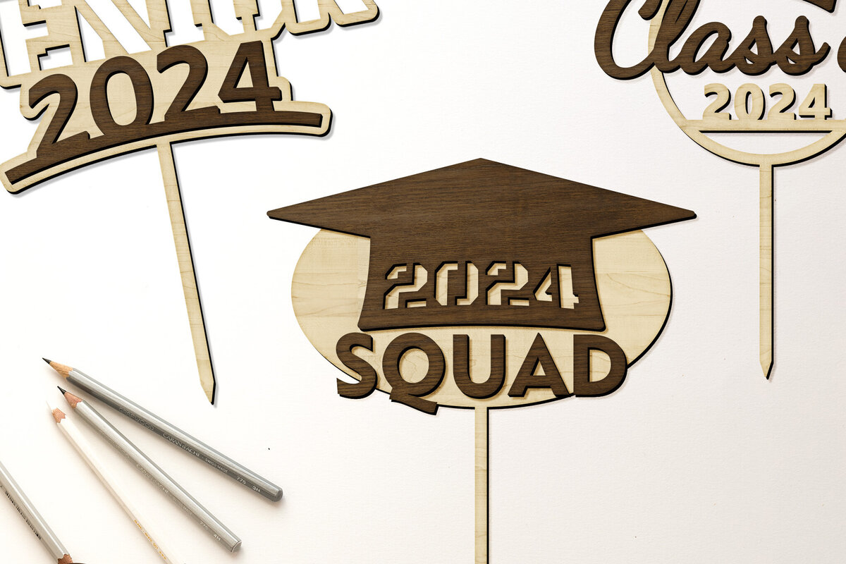 Intra απο ξύλο plywood 3mm-4mm πάχος - Graduation Toppers Σετ κομμένα πρότυπα Δίασταση 6x10 cm INTRAFABR-95689789