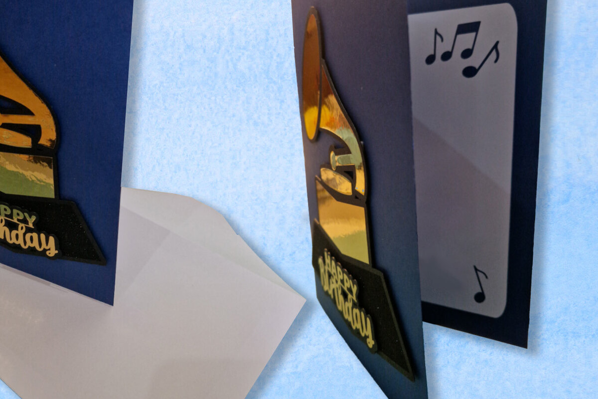 Intra απο ξύλο plywood 3mm-4mm πάχος - Κάρτα γενεθλίων γραμμοφώνου Δίασταση 6x6 cm INTRAFABR-80652865