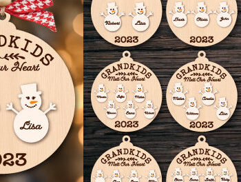 Intra απο ξύλο plywood 3mm-4mm πάχος - Πακέτο στολιδιών από το Grandkids Melt Our Heart Δίασταση 6x6 cm INTRAFABR-80870815 - Image 1