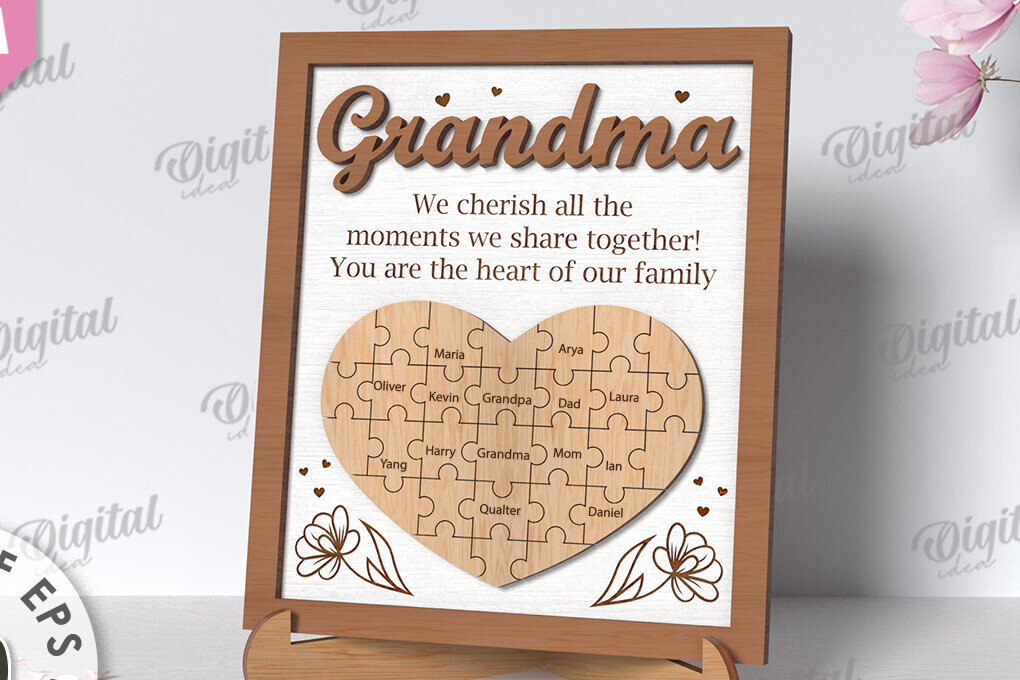 Intra απο ξύλο plywood 3mm-4mm πάχος - Grandmother Puzzle Πλαίσιο  Δίασταση 20x25 cm INTRAFABR-118959983