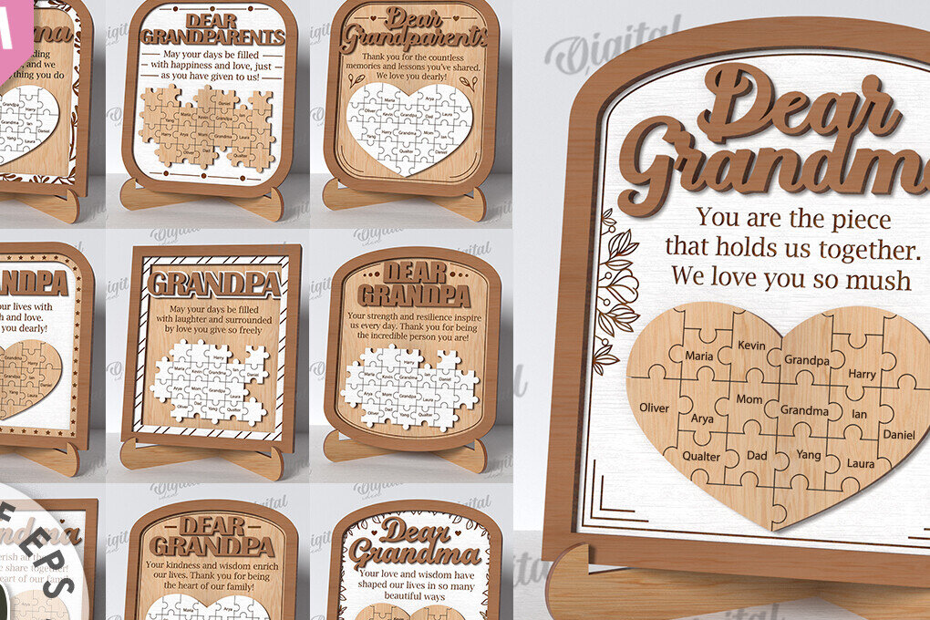 Intra απο ξύλο plywood 3mm-4mm πάχος - Πακέτο λέιζερ γιαγιάδες και παππούδες Δίασταση 20x25 cm INTRAFABR-118768620