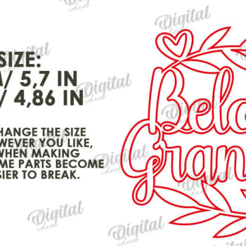 Intra απο ξύλο plywood 3mm-4mm πάχος - Σχέδιο κοπής με λέιζερ υπογράφουν παππούδες και γιαγιάδες Δίασταση 30x20 cm INTRAFABR-110764454 - Image 2