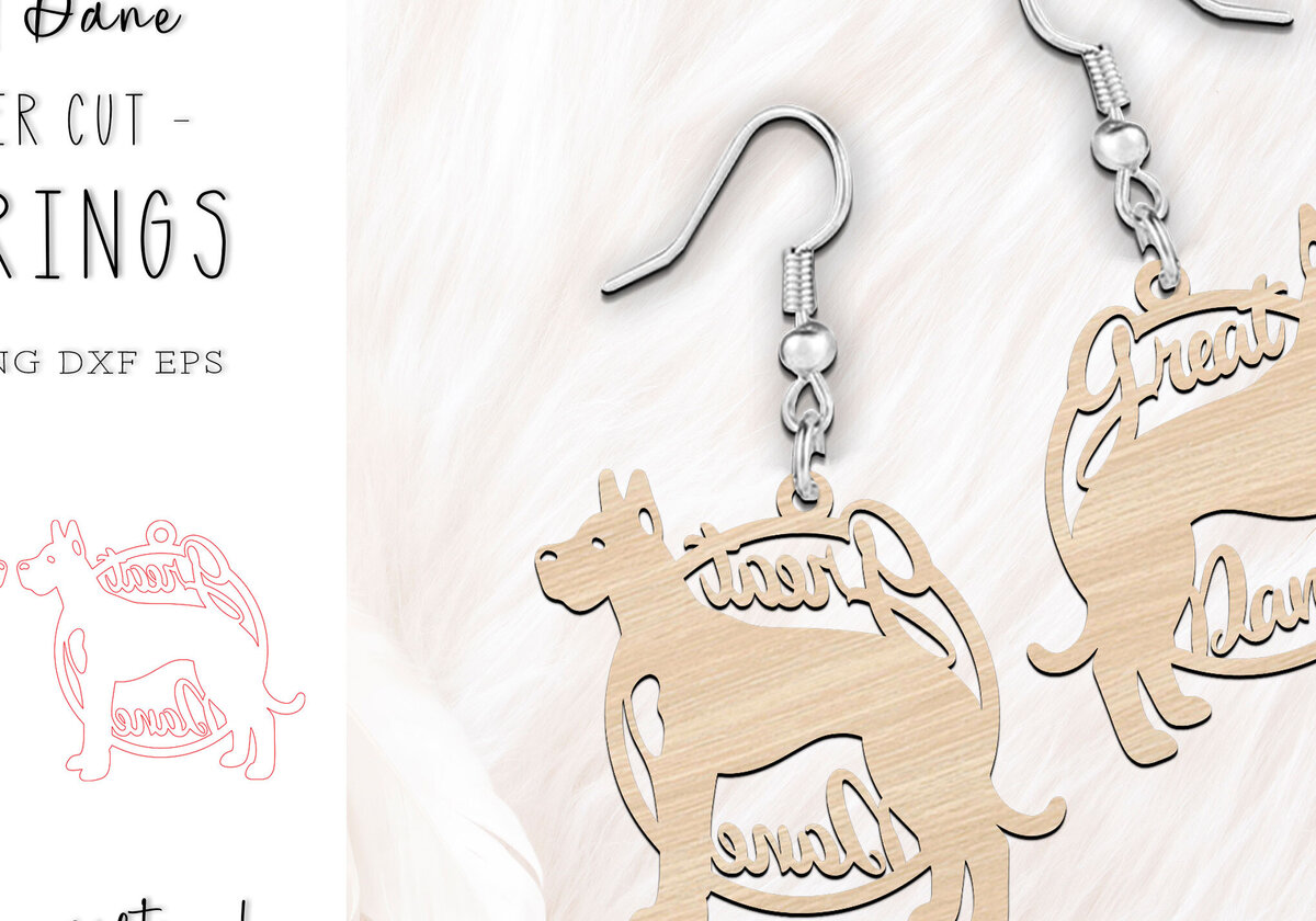 Intra απο ξύλο plywood 3mm-4mm πάχος - Σκουλαρίκια Great Dane Dog Σχέδιο κοπής με λέιζερ Δίασταση 900x900 cm INTRAFABR-119195663