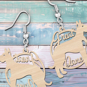 Intra απο ξύλο plywood 3mm-4mm πάχος - Σκουλαρίκια Great Dane Dog Σχέδιο κοπής με λέιζερ Δίασταση 900x900 cm INTRAFABR-119195663 - Image 2