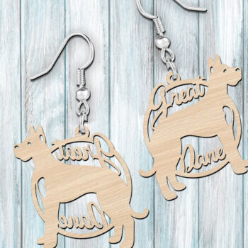 Intra απο ξύλο plywood 3mm-4mm πάχος - Σκουλαρίκια Great Dane Dog Σχέδιο κοπής με λέιζερ Δίασταση 900x900 cm INTRAFABR-119195663 - Image 3