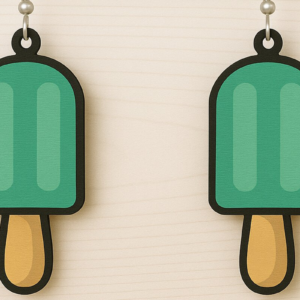 Intra απο ξύλο plywood 3mm-4mm πάχος - Πράσινα σκουλαρίκια Popsicle  Δίασταση 3x3 cm INTRAFABR-123080721