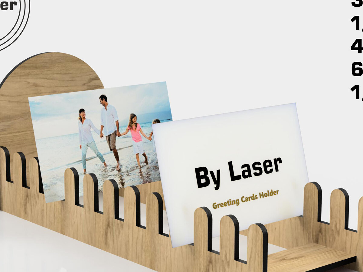 Intra απο ξύλο plywood 3mm-4mm πάχος - Βάση προβολής ευχετήριων καρτών Laser Cut Fi Δίασταση 10x15 cm INTRAFABR-108551494