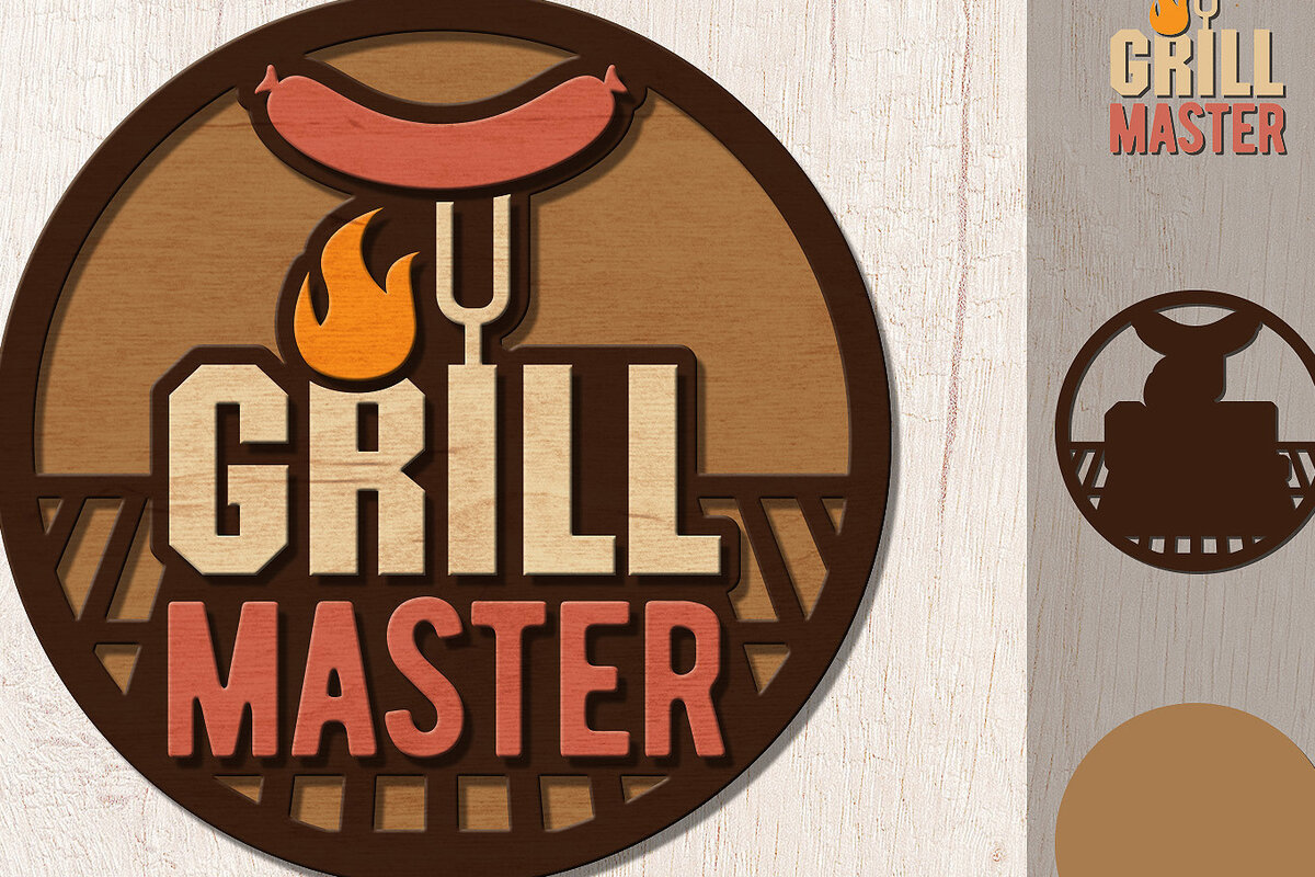 Intra απο ξύλο plywood 3mm-4mm πάχος - Grill Master Laser Cut Sign, Multilayer Δίασταση 30x20 cm INTRAFABR-13425283