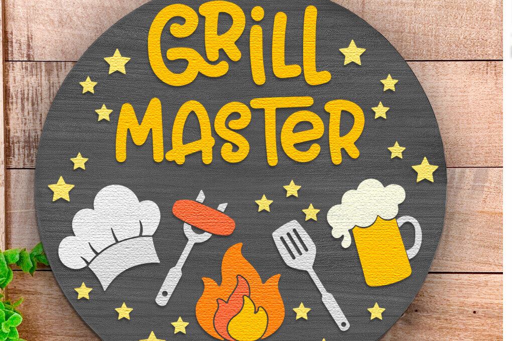 Intra απο ξύλο plywood 3mm-4mm πάχος - Grill Master , Summer Door Sign DXF Δίασταση 20x20 cm INTRAFABR-123356290