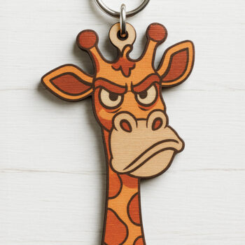 Intra απο ξύλο plywood 3mm-4mm πάχος - Grumpy Giraffe Keychain  Δίασταση 4x4 cm INTRAFABR-122092892 - Image 1