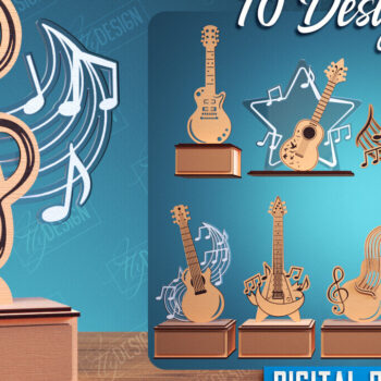Intra απο ξύλο plywood 3mm-4mm πάχος - Βραβείο Guitar Trophy Laser Cut Bundle Δίασταση 20x20 cm INTRAFABR-114807278 - Image 1