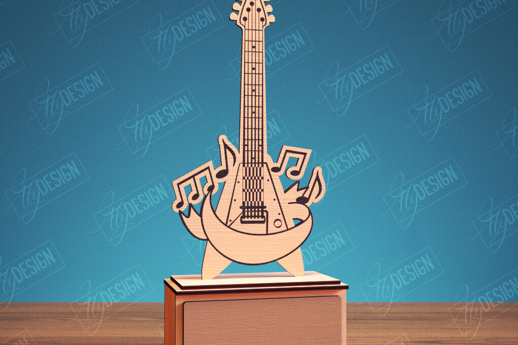 Intra απο ξύλο plywood 3mm-4mm πάχος - Guitar Award Trophy Laser Cut Design  Δίασταση 30x20 cm INTRAFABR-114807341
