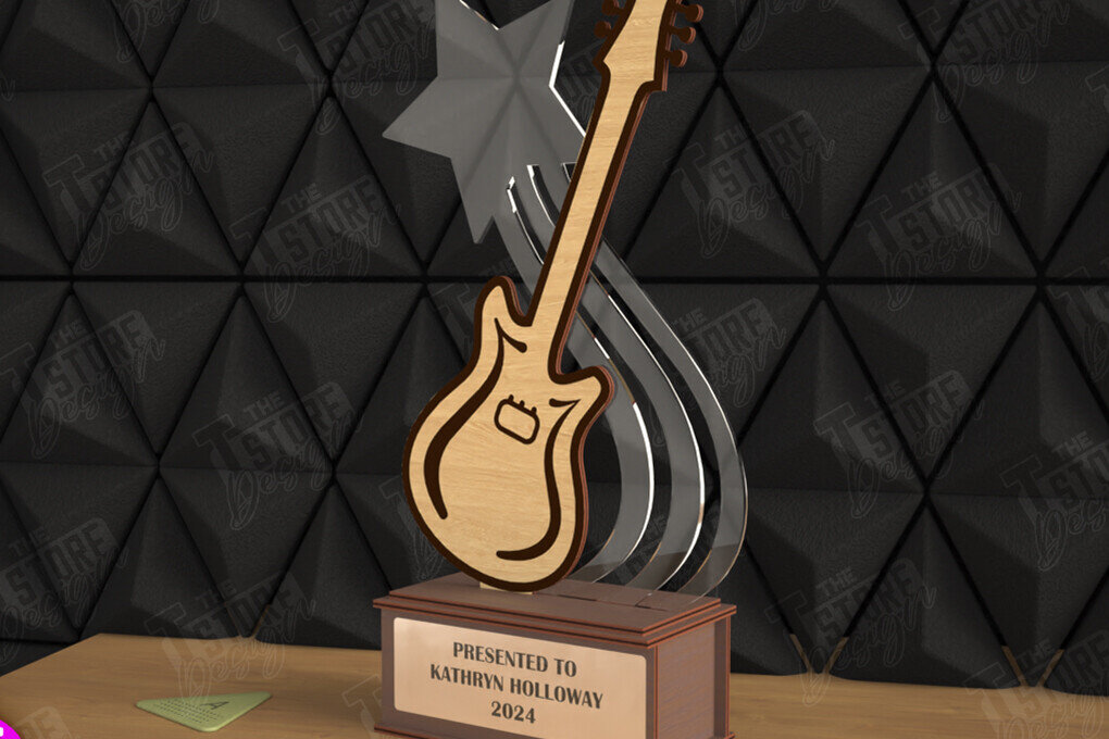 Intra απο ξύλο plywood 3mm-4mm πάχος - Βραβείο Κιθάρας Τρόπαιο | Προσωποποιημένη Ανταμοιβή Δίασταση 20x20 cm INTRAFABR-110850187