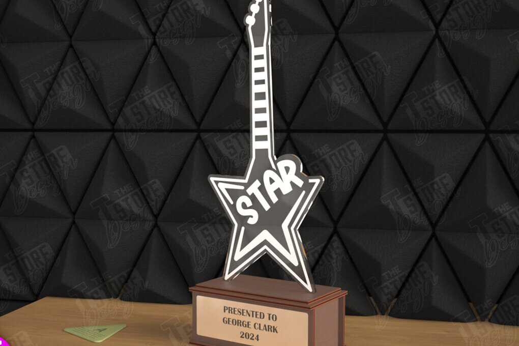 Intra απο ξύλο plywood 3mm-4mm πάχος - Βραβείο Κιθάρας Τρόπαιο | Προσωποποιημένη Ανταμοιβή Δίασταση 20x20 cm INTRAFABR-110850192