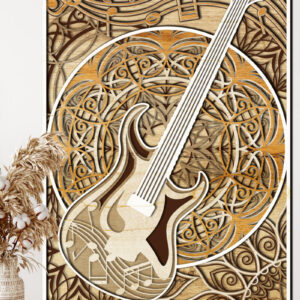 Intra απο ξύλο plywood 3mm-4mm πάχος - Σχέδιο κοπής με στρώματα κιθάρας για δώρο Δίασταση 15x22 cm INTRAFABR-30292774