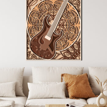 Intra απο ξύλο plywood 3mm-4mm πάχος - Σχέδιο κοπής με στρώματα κιθάρας για δώρο Δίασταση 15x22 cm INTRAFABR-30292774 - Image 2