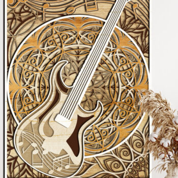 Intra απο ξύλο plywood 3mm-4mm πάχος - Σχέδιο κοπής με στρώματα κιθάρας για δώρο Δίασταση 15x22 cm INTRAFABR-30292774 - Image 7