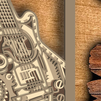 Intra απο ξύλο plywood 3mm-4mm πάχος - Κιθάρα - Πολυστρωματικά κομμένα αρχεία για λέιζερ Δίασταση 30x20 cm INTRAFABR-72315830 - Image 1