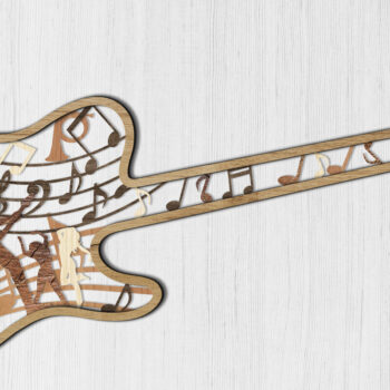 Intra απο ξύλο plywood 3mm-4mm πάχος - Κιθάρα -  με λέιζερ πολλαπλών στρώσεων Δίασταση 9x26 cm INTRAFABR-12601053 - Image 5