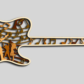 Intra απο ξύλο plywood 3mm-4mm πάχος - Κιθάρα -  με λέιζερ πολλαπλών στρώσεων Δίασταση 9x26 cm INTRAFABR-12601053 - Image 6