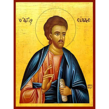 Εικόνα Ορθοδοξίας με περίγραμμα χρυσό σε ξύλο Φλαμουρίας  με  βάση Εικόνα ΑΓΙΟΣ ΑΠΟΣΤΟΛΟΣ ΣΙΛΑΣ Χειροποίητη Ελληνορθόδοξη εικόνα του Ιησού Χριστού, Κρεμαστή πλάκα βυζαντινής τέχνης, χριστιανική τέχνη Διάσταση 40x30 cm (10,2x7,9 ίντσες)  INTRAEK-1447757865017 - Image 1