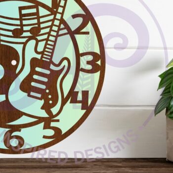 Intra απο ξύλο plywood 3mm-4mm πάχος - Κιθάρες Ρολόι τοίχου με λέιζερ κομμένα αρχεία,  Δίασταση 30x20 cm INTRAFABR-109631372 - Image 1
