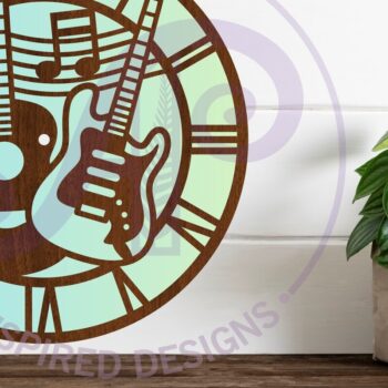 Intra απο ξύλο plywood 3mm-4mm πάχος - Κιθάρες Ρολόι τοίχου με λέιζερ κομμένα αρχεία,  Δίασταση 30x20 cm INTRAFABR-109631372 - Image 2