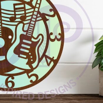 Intra απο ξύλο plywood 3mm-4mm πάχος - Κιθάρες Ρολόι τοίχου με λέιζερ κομμένα αρχεία,  Δίασταση 30x20 cm INTRAFABR-109631372 - Image 3