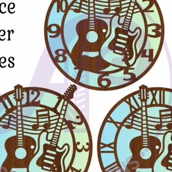 Intra απο ξύλο plywood 3mm-4mm πάχος - Κιθάρες Ρολόι τοίχου με λέιζερ κομμένα αρχεία,  Δίασταση 30x20 cm INTRAFABR-109631372 - Image 4