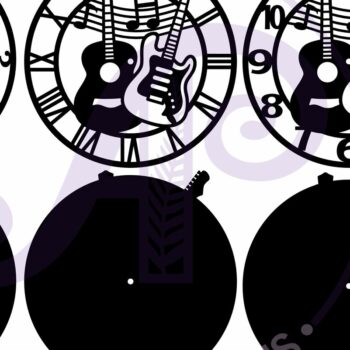 Intra απο ξύλο plywood 3mm-4mm πάχος - Κιθάρες Ρολόι τοίχου με λέιζερ κομμένα αρχεία,  Δίασταση 30x20 cm INTRAFABR-109631372 - Image 5