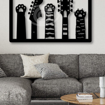 Intra απο ξύλο plywood 3mm-4mm πάχος - Κιθάρες με Διακόσμηση Τοίχου Γάτας Χέρι Γάτας Δίασταση 40x50 cm INTRAFABR-65099455 - Image 2