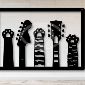 Intra απο ξύλο plywood 3mm-4mm πάχος - Κιθάρες με Διακόσμηση Τοίχου Γάτας Χέρι Γάτας Δίασταση 40x50 cm INTRAFABR-65099455 - Image 3