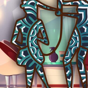 Intra απο ξύλο plywood 3mm-4mm πάχος - Κομμωτής και πελάτης Δίασταση 30x20 cm INTRAFABR-25525334 - Image 3