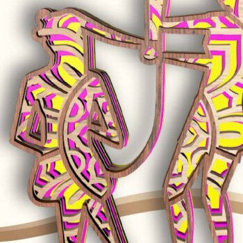 Intra απο ξύλο plywood 3mm-4mm πάχος - Κομμωτής και πελάτης Δίασταση 30x20 cm INTRAFABR-25525334 - Image 6