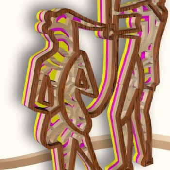 Intra απο ξύλο plywood 3mm-4mm πάχος - Κομμωτής και πελάτης Δίασταση 30x20 cm INTRAFABR-25525334 - Image 7