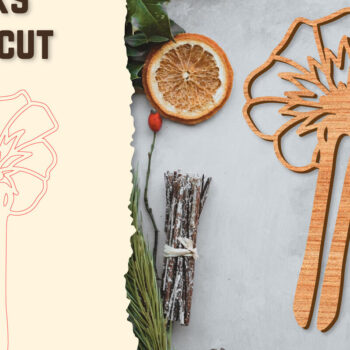 Intra απο ξύλο plywood 3mm-4mm πάχος - Στικς μαλλιών Floral κούρεμα με λέιζερ Δίασταση 30x20 cm INTRAFABR-122943400 - Image 1