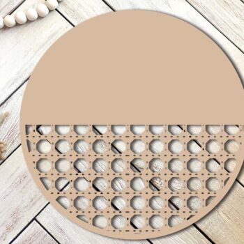 Intra απο ξύλο plywood 3mm-4mm πάχος - Half Circle Frame , Rattan Laser Δίασταση 20x25 cm INTRAFABR-71440113 - Image 1