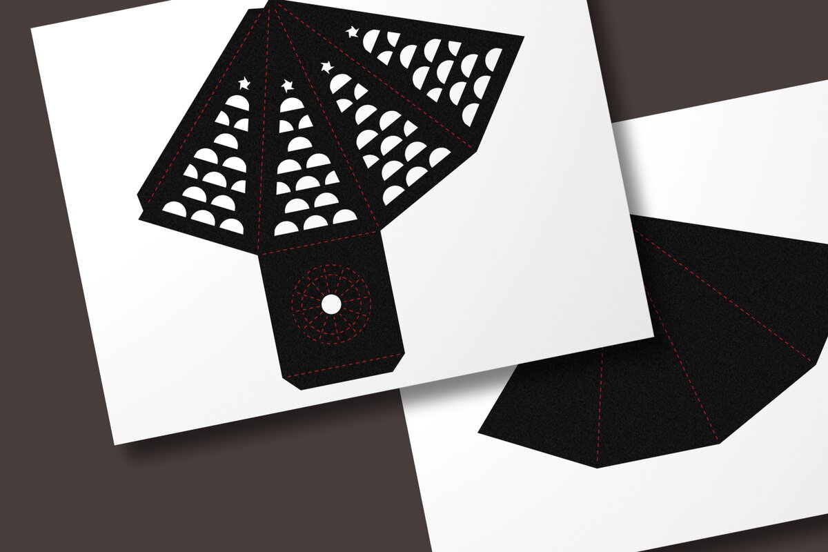 Intra απο ξύλο plywood 3mm-4mm πάχος - Φανάρι κώνου με μοτίβο μισών κύκλων  Δίασταση 5x2 cm INTRAFABR-41904774