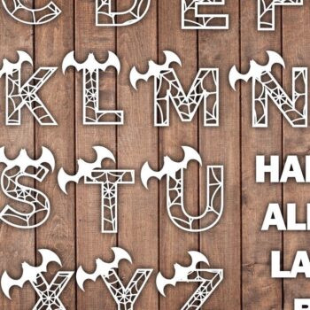 Intra απο ξύλο plywood 3mm-4mm πάχος - Πακέτο αποκοπής με λέιζερ Halloween Alphabet  Δίασταση 15x15 cm INTRAFABR-38469520 - Image 1