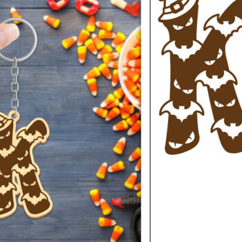 Intra απο ξύλο plywood 3mm-4mm πάχος - με μπρελόκ Halloween Aphabet Δίασταση 4x4 cm INTRAFABR-103746016 - Image 1