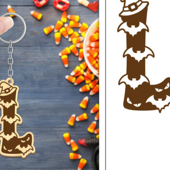 Intra απο ξύλο plywood 3mm-4mm πάχος - με μπρελόκ Halloween Aphabet Δίασταση 4x4 cm INTRAFABR-103746099 - Image 1