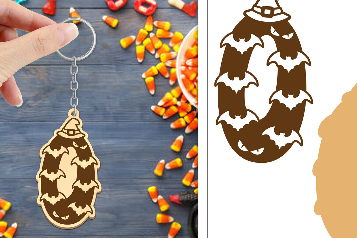 Intra απο ξύλο plywood 3mm-4mm πάχος - με μπρελόκ Halloween Aphabet Δίασταση 4x4 cm INTRAFABR-103746334