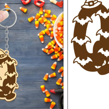 Intra απο ξύλο plywood 3mm-4mm πάχος - με μπρελόκ Halloween Aphabet Δίασταση 4x4 cm INTRAFABR-103746476 - Image 1