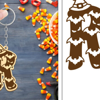 Intra απο ξύλο plywood 3mm-4mm πάχος - με μπρελόκ Halloween Aphabet Δίασταση 4x4 cm INTRAFABR-103746559 - Image 1