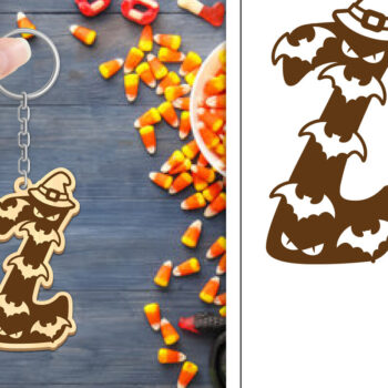 Intra απο ξύλο plywood 3mm-4mm πάχος - με μπρελόκ Halloween Aphabet Δίασταση 4x4 cm INTRAFABR-103747178 - Image 1