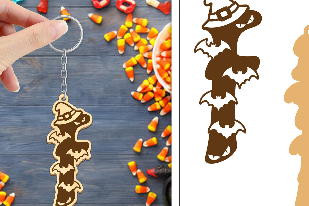 Intra απο ξύλο plywood 3mm-4mm πάχος - με μπρελόκ Halloween Aphabet Δίασταση 4x4 cm INTRAFABR-103745618